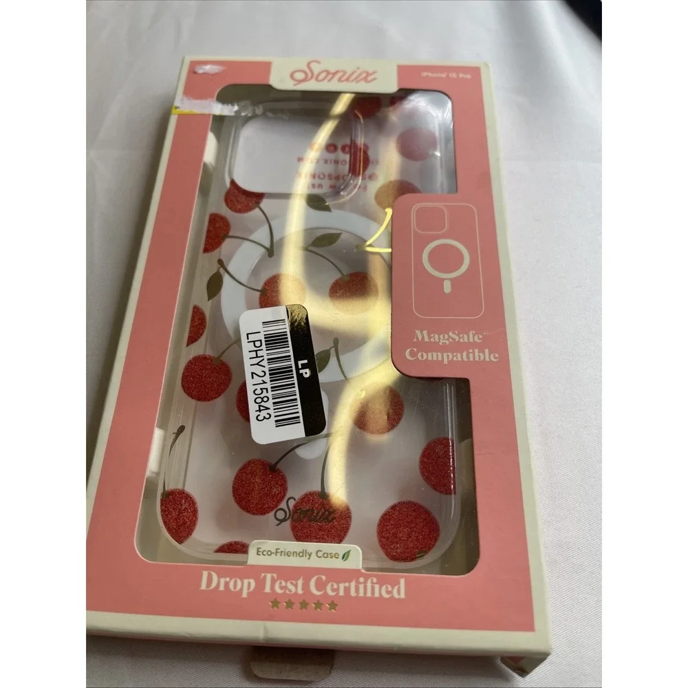 New Nib Sonix Clear Phone Case Red Glitter Cherries Cherry For iPhone 15 Pro